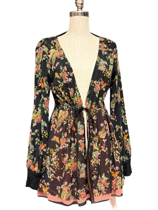 We Are HAH Make It A Double Reversible Floral Lace Robe Dress Medium - Picture 4 of 13